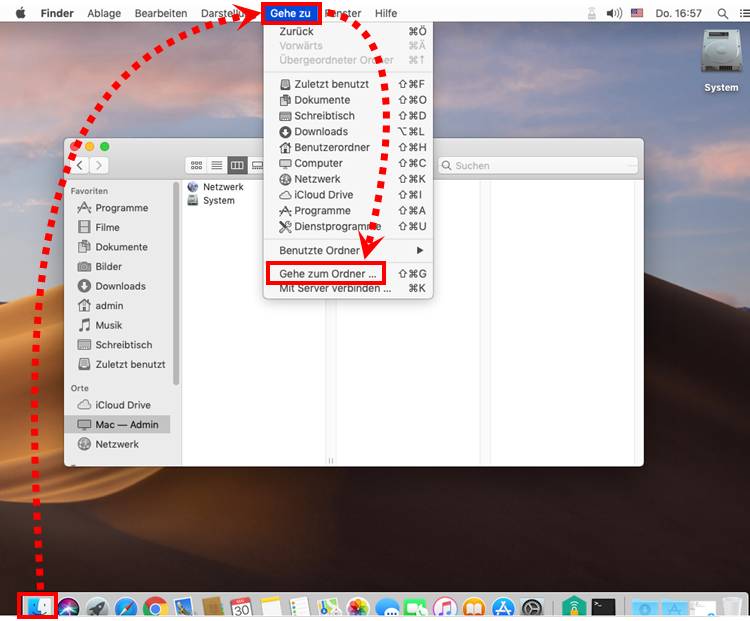 Öffnen des Ordners im Finder in macOS (OS X)