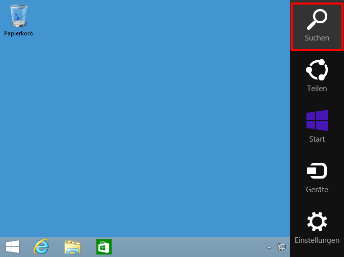 Der Bildschirm mit der Seitenleiste in Windows 8