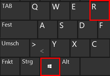 Tasten „Windows-Logo-Taste“ und R auf der Tastatur