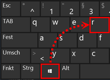 Die „Windows“-Taste und die Taste „R“ auf der Tastatur.