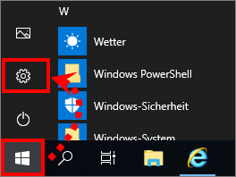 Öffnen der Einstellungen von Windows