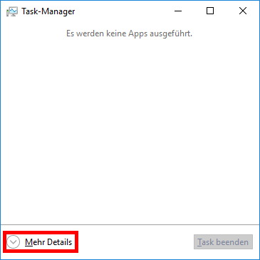 Das Fenster „Task-Manager“ in Windows 10