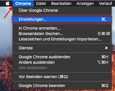 Abbildung: Öffnen der Fenster Einstellungen von Google Chrome