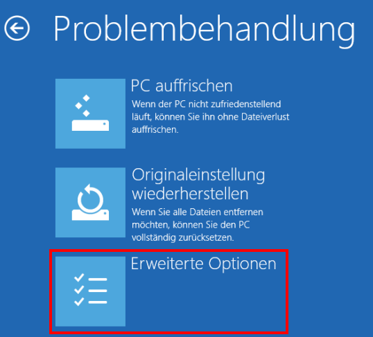 Das Menü „Problembehandlung“ in Windows