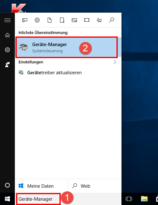 Abbildung: Suche auf dem Desktop von Windows 10