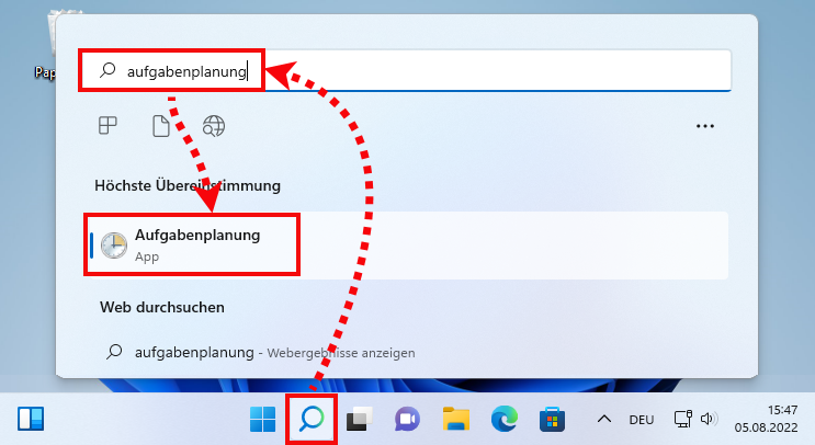 Öffnen der Aufgabenplanung in Windows 11