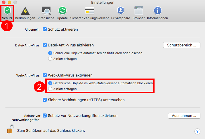 Abbildung: Das Fenster „Einstellungen“ in Kaspersky Internet Security 18 für Mac