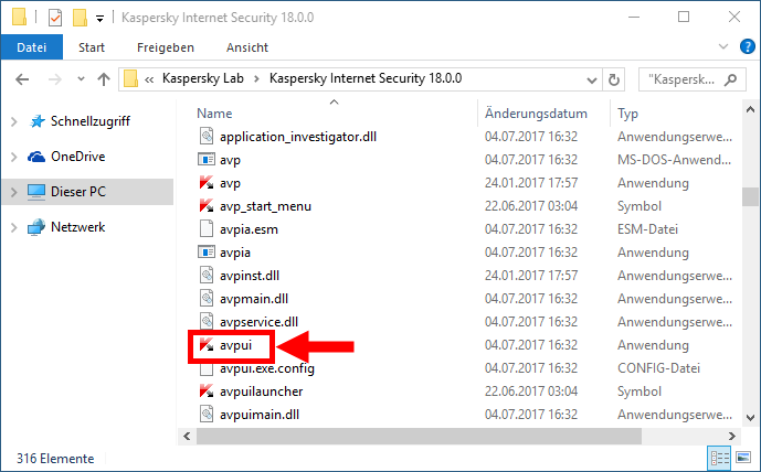 Abbildung: Der Ordner Kaspersky Internet Security 18.0.0