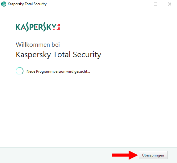 Das Fenster „Willkommen bei Kaspersky Total Security“