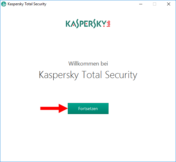 Das Fenster des Installationsassistenten von Kaspersky Total Security 2018