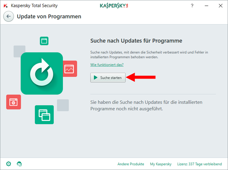 Abbildung: Das Fenster „Update von Programmen“ in Kaspersky Total Security