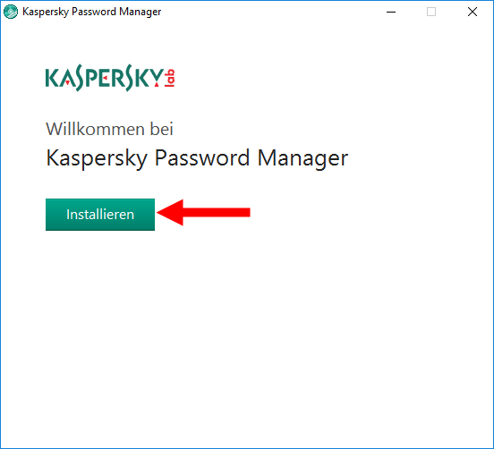 Abbildung: Das Fenster „Willkommen bei Kaspersky Password Manager“