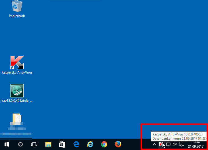 Abbildung: Der Desktop von Windows mit dem Programmsymbol von Kaspersky Anti-Virus 2018