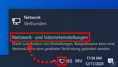 Öffnen der Netzwerkeinstellungen in Windows 10