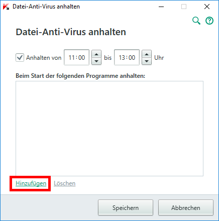 Abbildung: Das Fenster „Datei-Anti-Virus anhalten“ Kaspersky Total Security