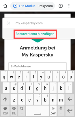 Hinzufügen eines Benutzerkontos mithilfe der Erweiterung Kaspersky Password Manager