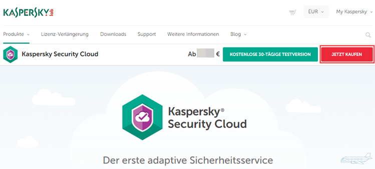 Wechseln zum Kauf von Kaspersky Security Cloud – Personal oder Family auf der offiziellen Website von Kaspersky Lab