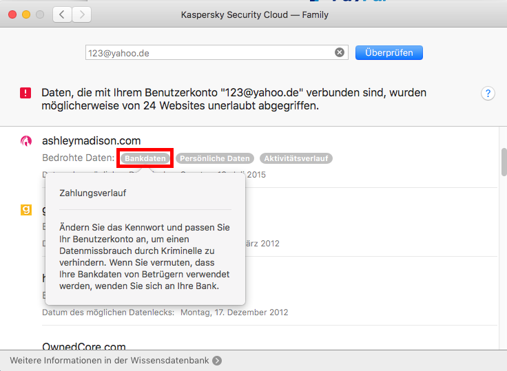 Abrufen von Tipps in Kaspersky Security Cloud für Mac