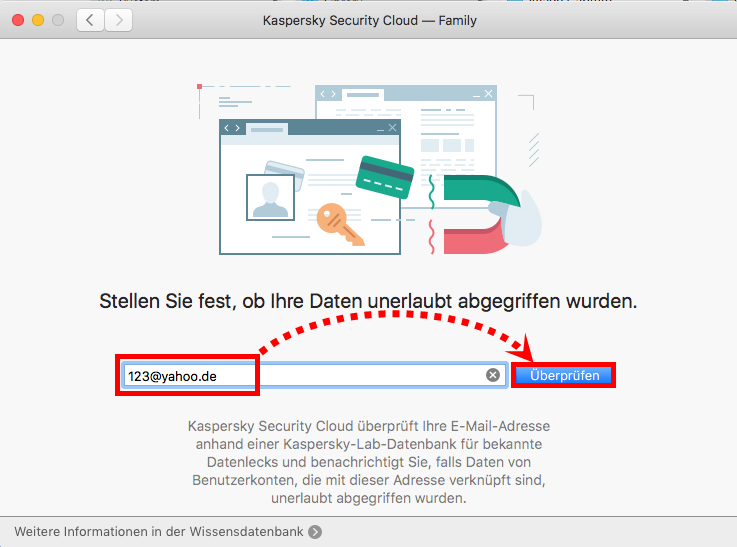 Das Fenster zur Untersuchung von Benutzerkonten in Kaspersky Security Cloud für Mac