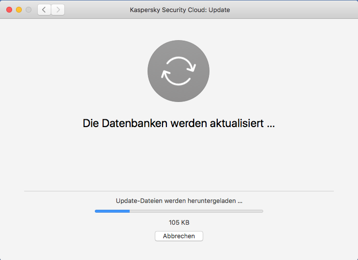 Das Fenster „Update“ in Kaspersky Security Cloud 19 für Mac