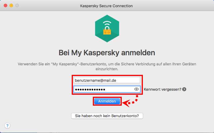 Verbinden von Kaspersky Secure Connection für Mac mit My Kaspersky