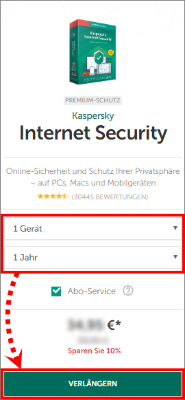 Bestellen von Kaspersky Internet Security