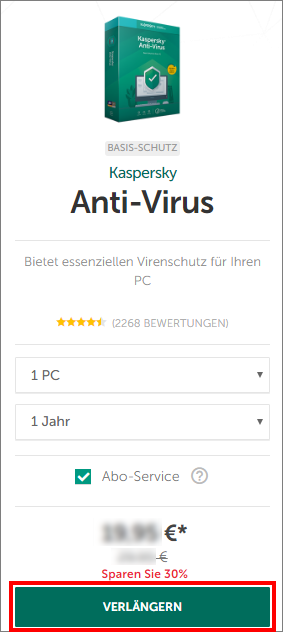 Das Fenster „Lizenzverwaltung“ in Kaspersky Anti-Virus