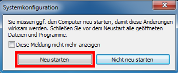 Das Fenster „Starteinstellungen“ in Windows Vista und 7