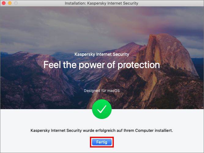 Das Fenster des Installationsassistenten von Kaspersky Internet Security für Mac