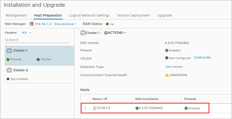 Überprüfung der Installation von VMware NSX
