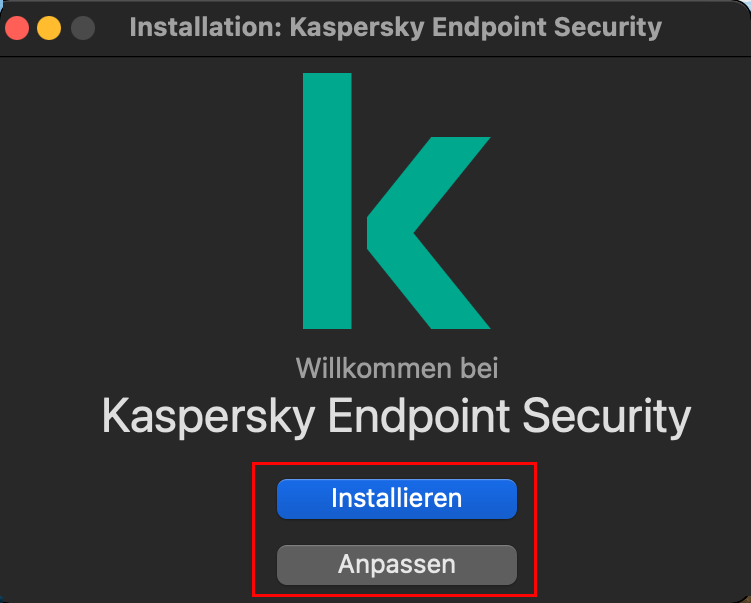 Auswahl eines Installationstyps für Kaspersky Endpoint Security 11 für Mac