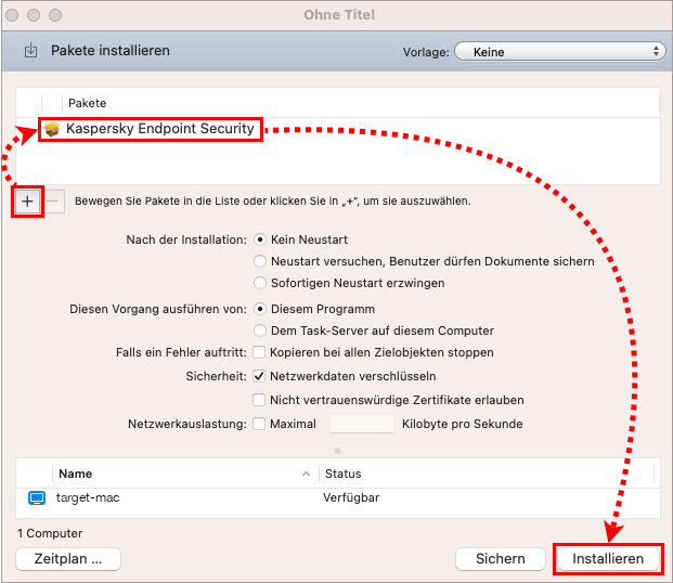 Installation von Kaspersky Endpoint Security 11 für Mac über Apple Remote Desktop