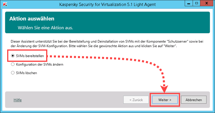 Verteilung der SVMs in Kaspersky Security for Virtualization 5.1 Light Agent
