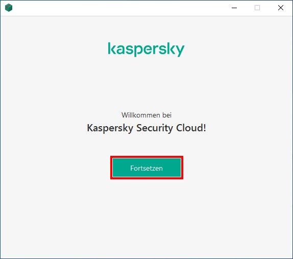 Das Fenster „Willkommen bei Kaspersky Security Cloud“