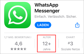 Die Seite der App WhatsApp im App Store
