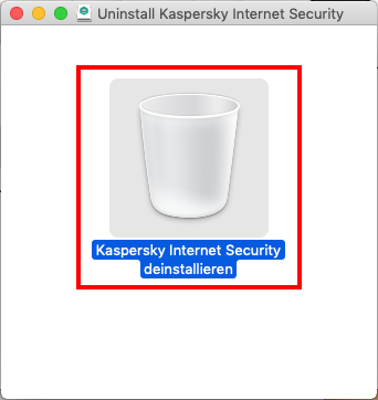 Das Fenster des Assistenten zur Deinstallation von Kaspersky Internet Security für Mac