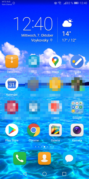 Startbildschirm von Android