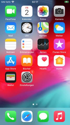 Home-Bildschirm auf einem iOS-Gerät