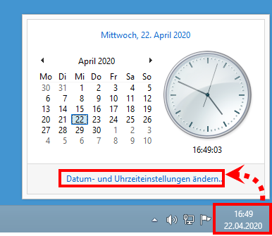 Öffnen der Datum- und Uhrzeit-Einstellungen in Windows 8 und Windows 8.1