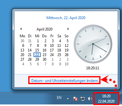 Das Fenster „Datum und Uhrzeit“ in Windows Vista und Windows 7