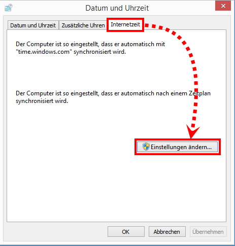 Das Fenster „Datum und Uhrzeit“ in Windows 8 und Windows 8.1