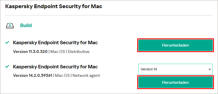 Download der neuesten Installationsdatei von Kaspersky Endpoint Security für Mac