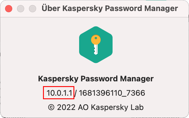 Prüfen der Version von Kaspersky Password Manager für Mac