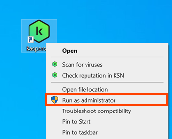 Running a Kaspersky application as an administrator