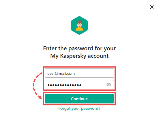 Signing in to My Kaspersky.