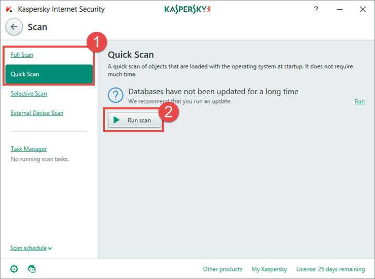 Image: scan window in Kaspersky Internet Security 2018