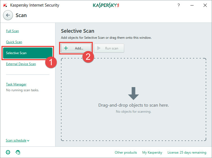 Image: scan window in Kaspersky Internet Security 2018