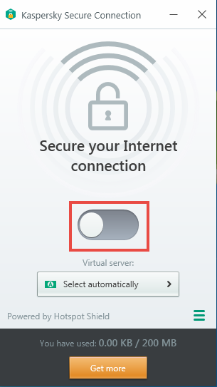 Image: the Kaspersky Secure Connection window