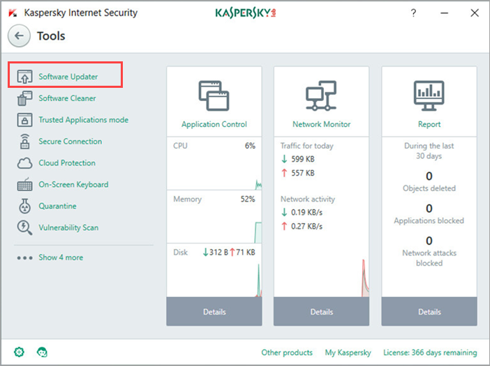 Image: Kaspersky Internet Security Settings window