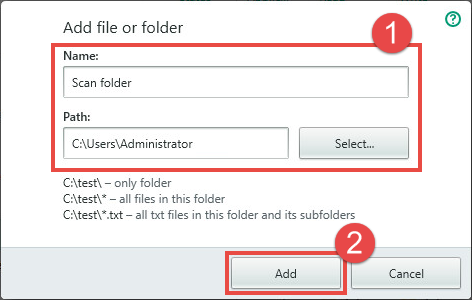 Image: adding a file or folder